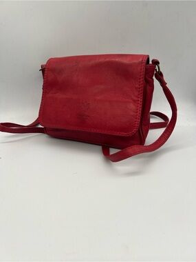 Vera Pelle Red Leather Crossbody Shoulder Bag